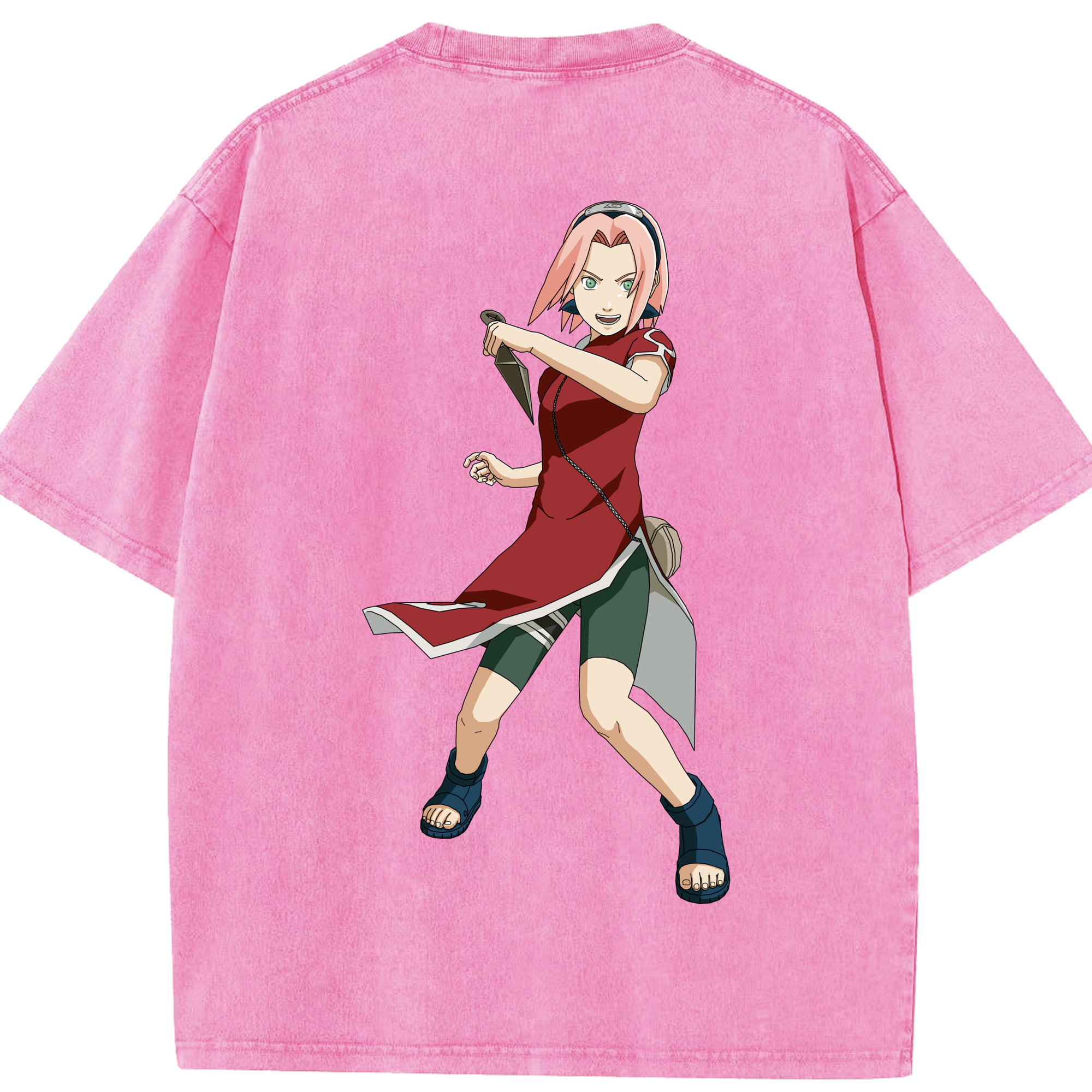 （画像用） NARUTO -ナルト- 春野サクラ Haruno Sakura 綿100% ヴィンテージ風 半袖Tシャツ（背面プリント）